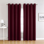 Wine Red | Approx. 55x94 Inch Single Panel | 866g Per Panel | 210GSM Full Blackout Curtains, Grommet Top 2 Panels, French Style Floor Length Drapes for French Door & Sliding Door, Ideal Christmas Gift