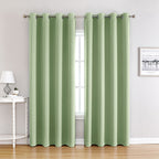 Light Green | Approx. 39x98 Inch Single Panel | 657g Per Panel | 210GSM Full Blackout Curtains, Grommet Top 2 Panels, Forest Style Tall Window Drapes for High Ceiling, Suitable for Christmas Gifting