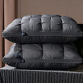 Twisted Dark Grey Medium Loft Pillow Pair | 850g Per Piece | Non-Sagging Hotel Grade Neck Pillow Set, Christmas Cervical Care Pillow Bundle for Daily Rest