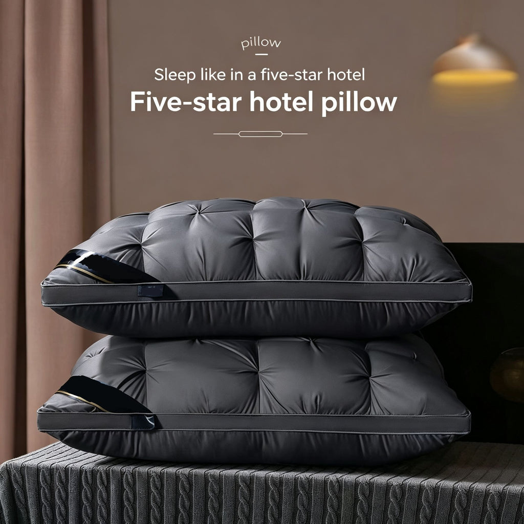 Twisted Dark Grey Medium Loft Pillow Pair | 850g Per Piece | Non-Sagging Hotel Grade Neck Pillow Set, Christmas Cervical Care Pillow Bundle for Daily Rest