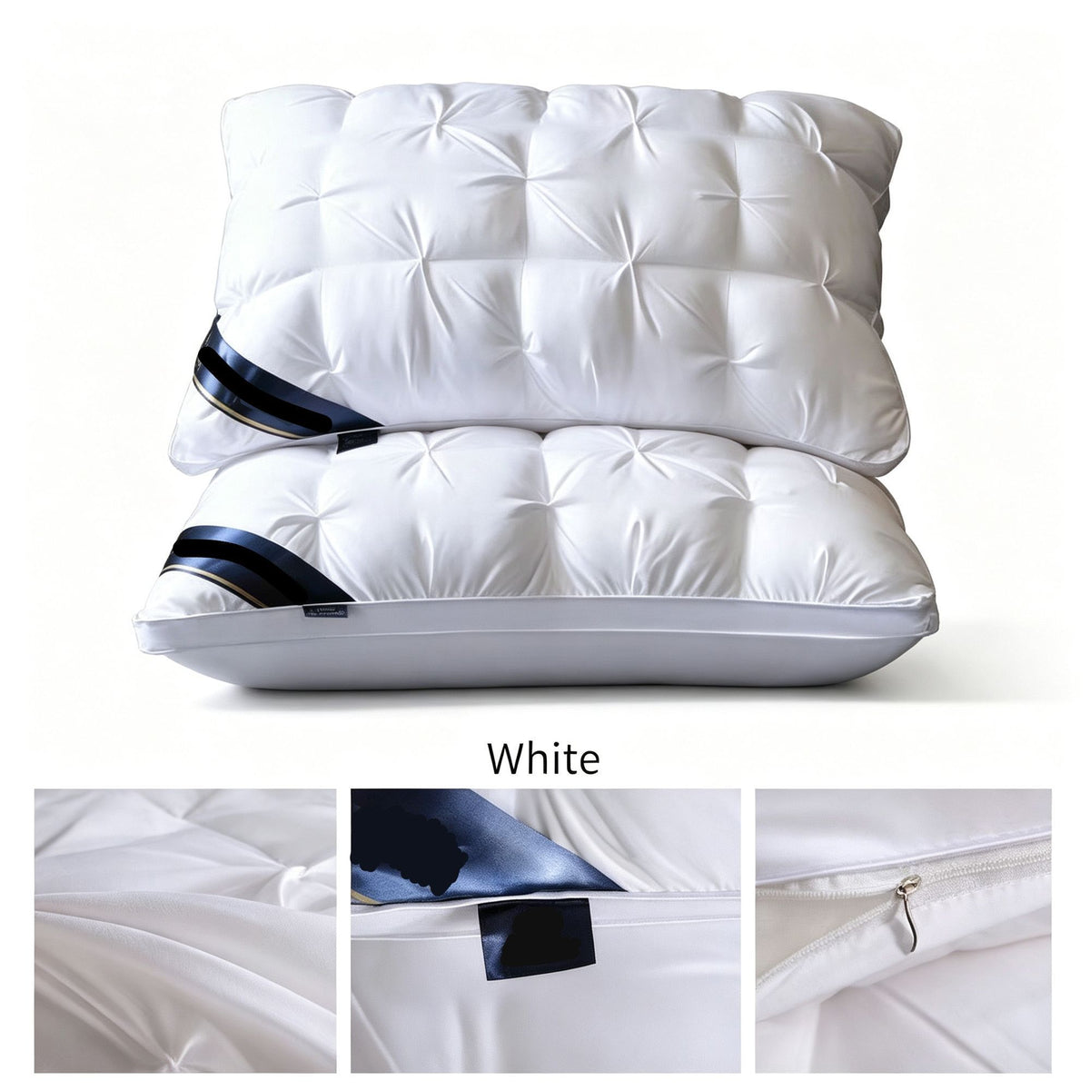 Twisted Dark Grey Medium Loft Pillow Pair | 850g Per Piece | Non-Sagging Hotel Grade Neck Pillow Set, Christmas Cervical Care Pillow Bundle for Daily Rest