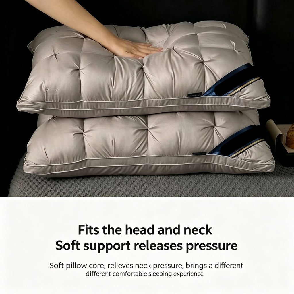 Twisted Dark Grey Medium Loft Pillow Pair | 850g Per Piece | Non-Sagging Hotel Grade Neck Pillow Set, Christmas Cervical Care Pillow Bundle for Daily Rest