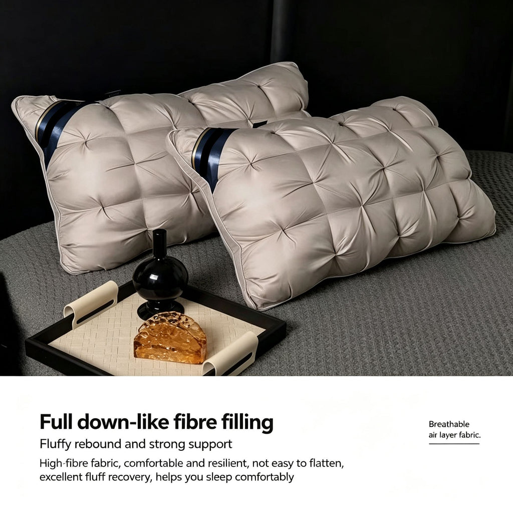 Twisted Jade Medium Loft Pillow Pair | 850g Per Piece | Gentle Cervical Support Pillow Set, Christmas Jade Comfort Sleep Pillow Bundle