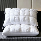 Twisted Pure White Medium Loft Pillow Pair | 850g Per Piece | Hypoallergenic Cervical Pillow Set, Christmas Pure Rest Sleep Pillow Bundle