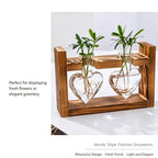 Double Diamond Faceted Glass Vases with Snap-Fit Wooden Stand | Christmas Chic Texture Gift | Paired Faceted Hydroponic Planter Stylish Desktop Decor
