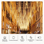 High‑Length LED Star Fairy Lights Plug‑in Type, Ideal For Large‑Scale Outdoor Party & Courtyard Scene Setting, Holiday Event Ambience Lamp, 30M 300Leds Warm White