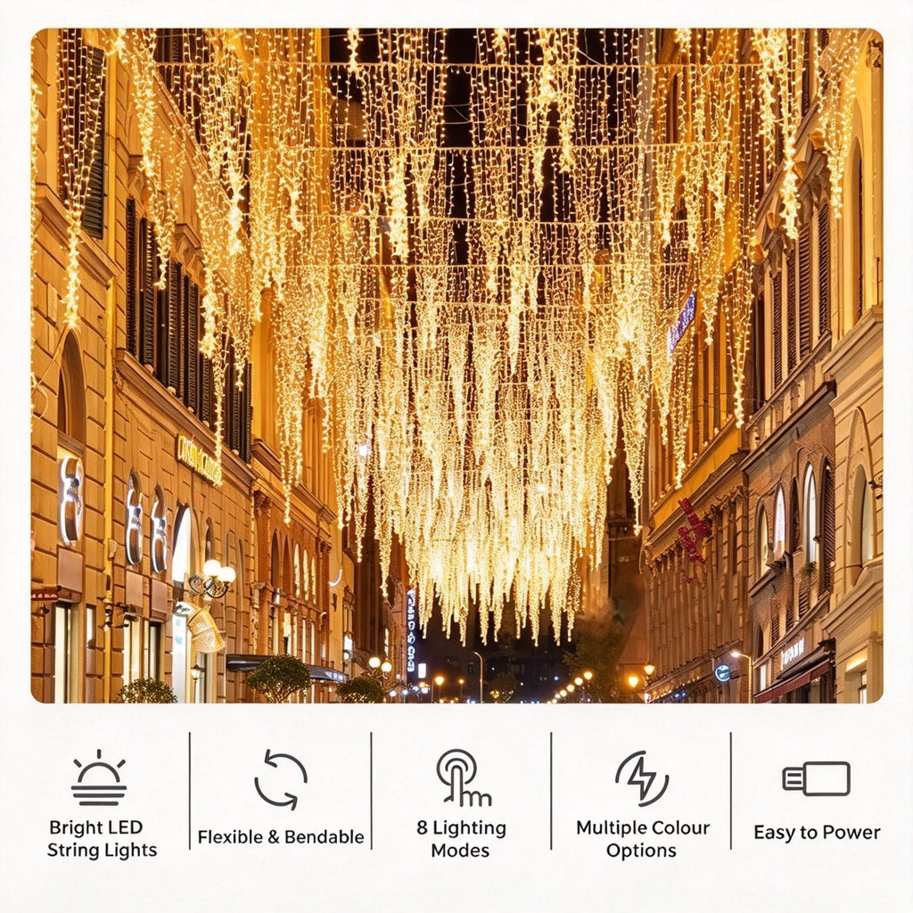 Male‑Female Joint Constant‑On LED String Light Controller, Steady Cool‑White Light Output For Long‑Time Scene Lighting, Christmas Decor Matching Component, Cool White