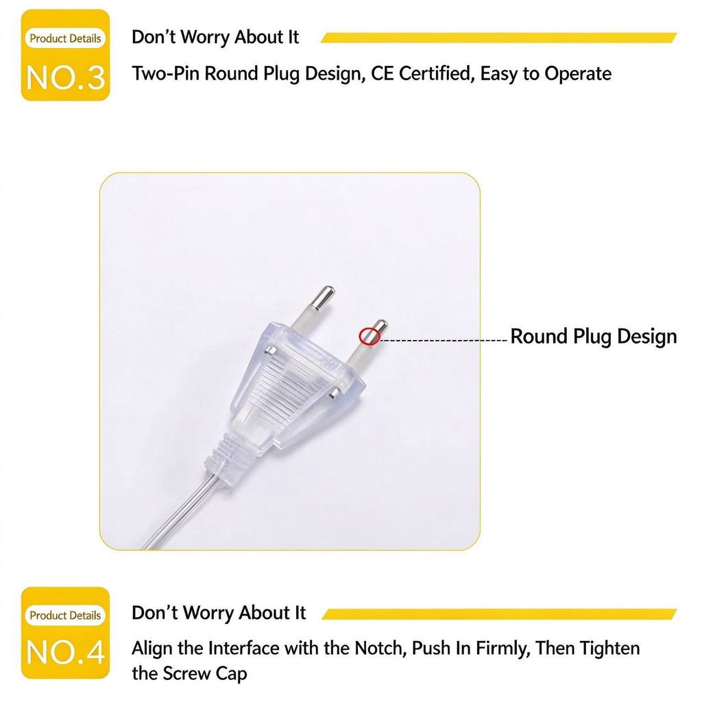 Male‑Female Joint Constant‑On LED String Light Controller, Steady Cool‑White Light Output For Long‑Time Scene Lighting, Christmas Decor Matching Component, Cool White