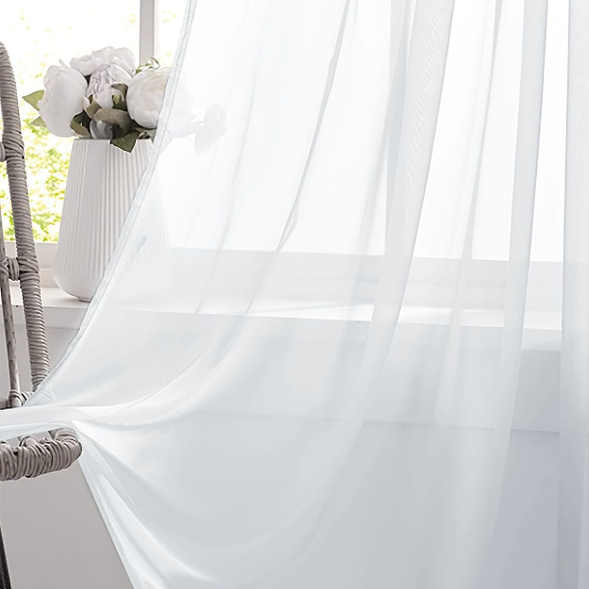 grey Light Transparent Window Sheers, 2 Pieces, Multiple Sizes Available