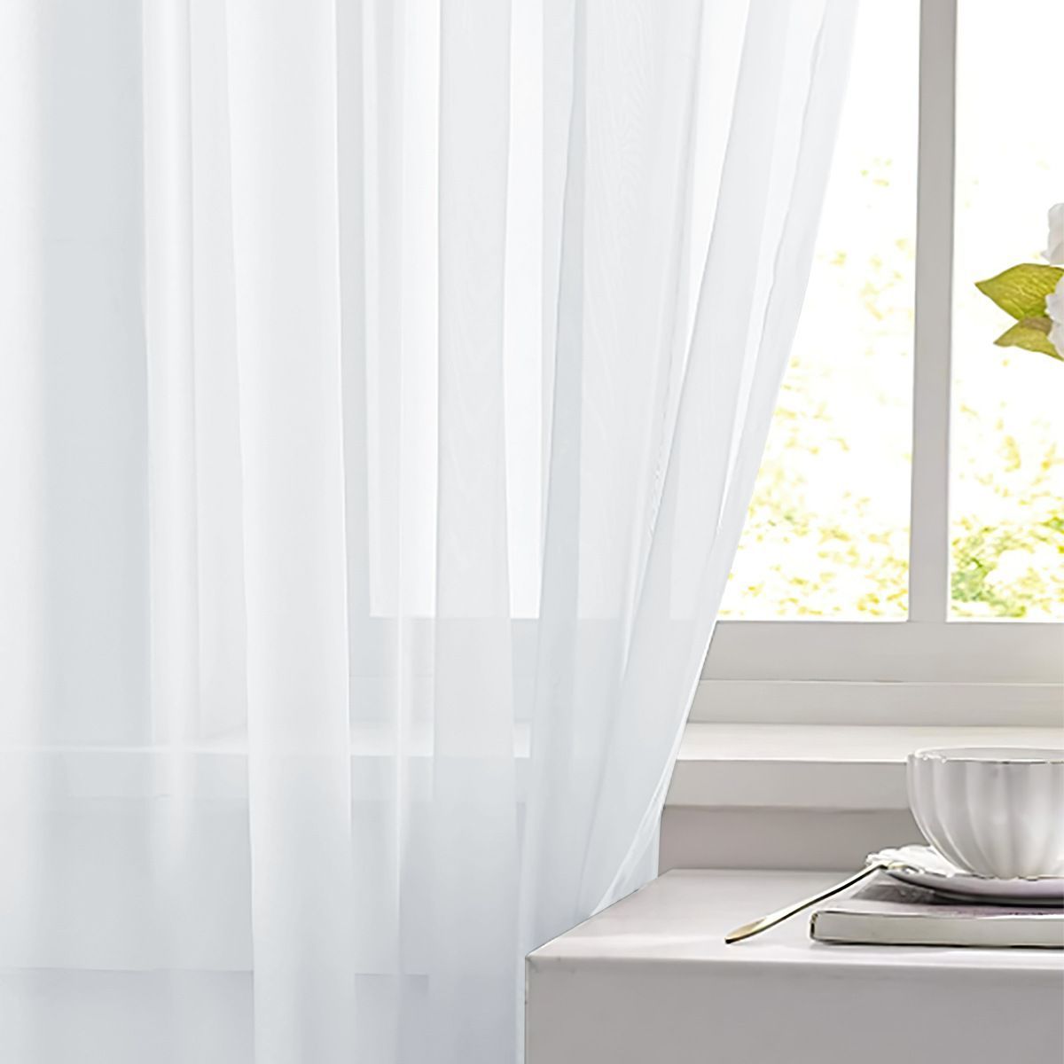 Pink Light Transparent Window Sheers, 2 Pieces, Multiple Sizes Available