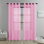 Pink Light Transparent Window Sheers, 2 Pieces, Multiple Sizes Available