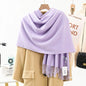 Solid Color Cashmere Wrap Scarf, Thickened for Warmth and Windproof, Bohemian-Style Winter Wardrobe Essential(light purple)