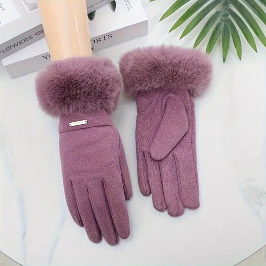 Dralon Warm Gloves - Minimalist Finger - Separate Design, Multiple Colors, Windproof Plush Cuff, Unisex One - Size for Autumn & Winter Daily Fashion Matching(purple)