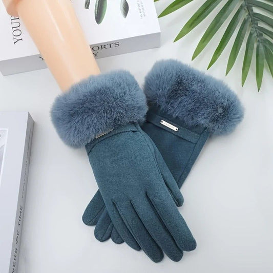 Dralon Warm Gloves - Minimalist Finger - Separate Design, Multiple Colors, Windproof Plush Cuff, Unisex One - Size for Autumn & Winter Daily Fashion Matching（blue)