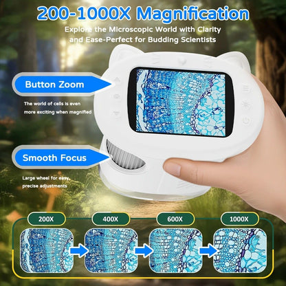 Children's 1000X Digital Microscope 2.4 Inch IPS Screen Portable Mini LED Microscope with Photo Video and PC Connection Science Educational Toy.YELLOW