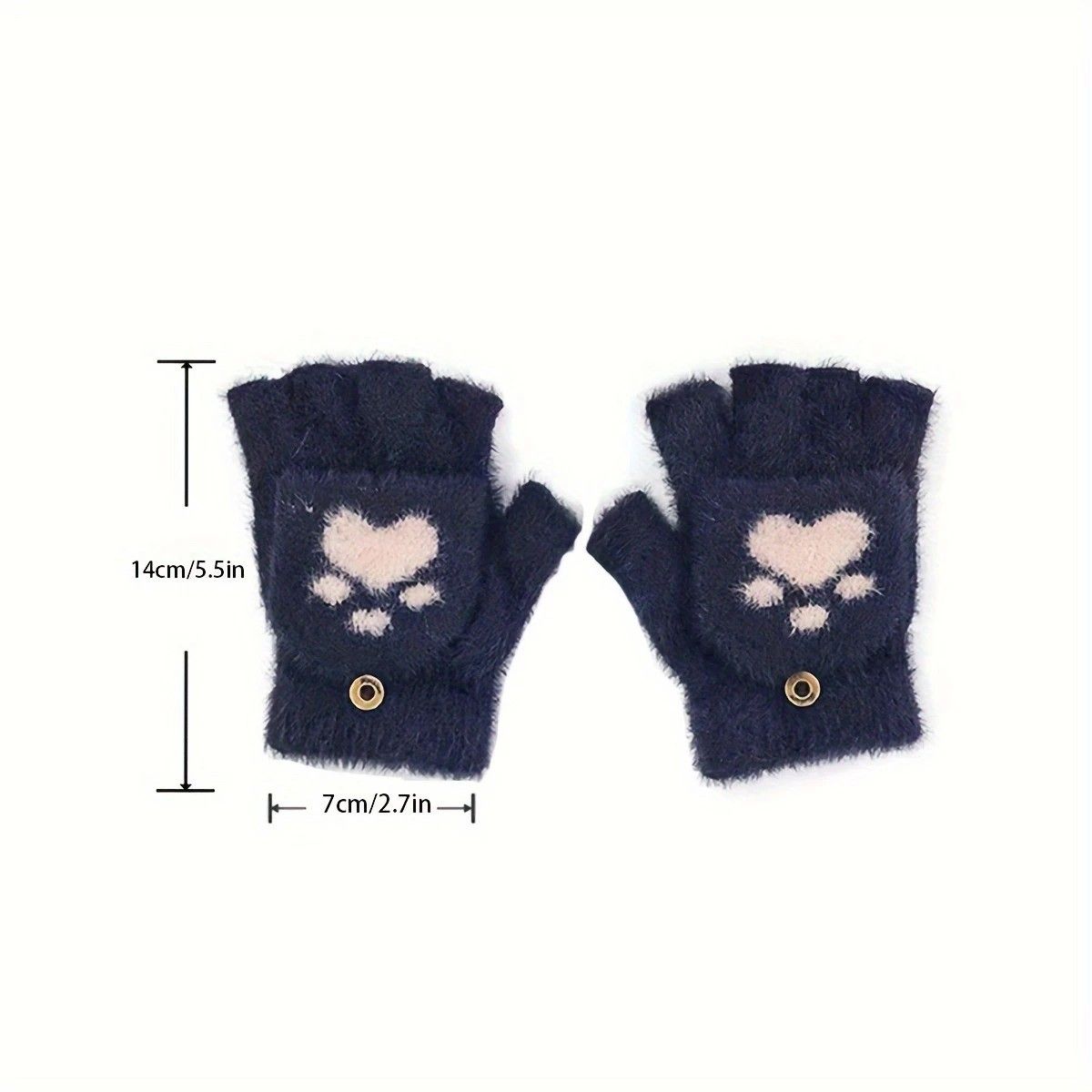 Faux Mink Fingerless Fleece-Lined Warm Gloves – Practical for Autumn/Winter, Heart Design with High-Elastic Cuff, Ideal for Office Use and Daily Hand Warmth.(white)