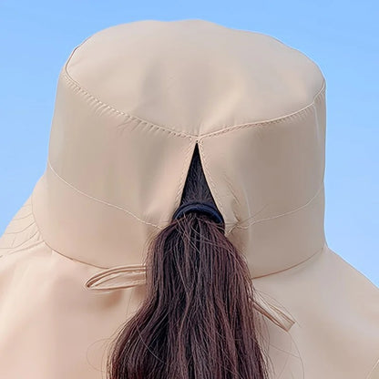 Dark Gray Fashion Wide Brim Sun Hat with Ponytail Hole - Bohemian Baseball Cap Design, Visor, Breathable Polyester