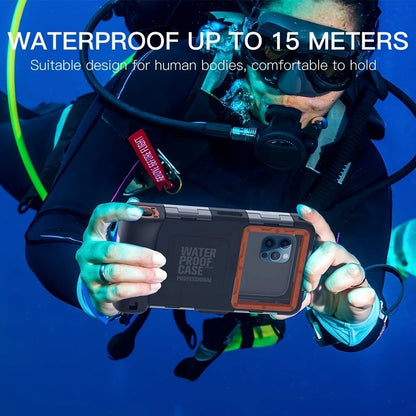 15m Waterproof Phone Case for Diving & Surfing - 1 Hour Underwater Shooting, Dual Seal, Zinc Alloy Buckle, Fits iPhone Samsung Xiaomi up to 6.9 Inch(black+black)