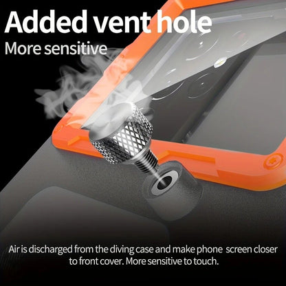 15m Waterproof Phone Case for Diving & Surfing - 1 Hour Underwater Shooting, Dual Seal, Zinc Alloy Buckle, Fits iPhone Samsung Xiaomi up to 6.9 Inch(yellow+black)