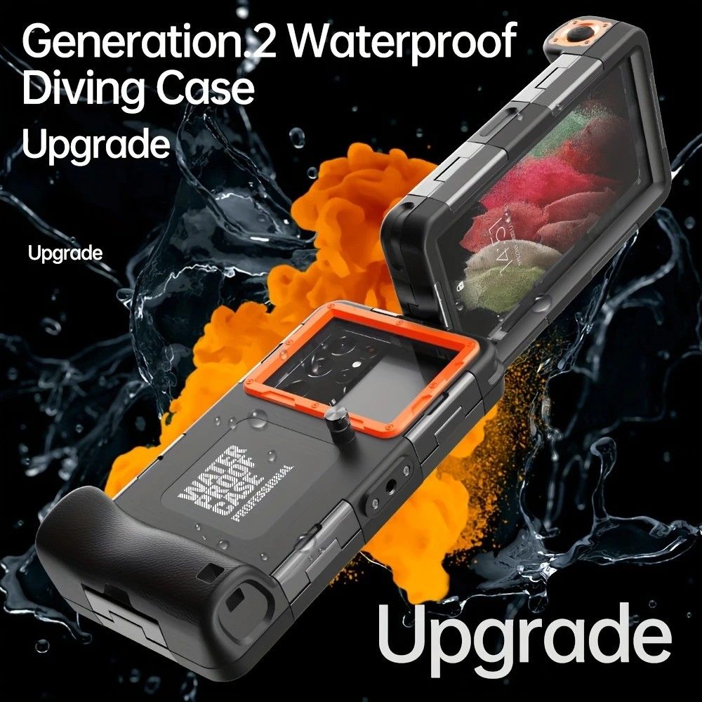 15m Waterproof Phone Case for Diving & Surfing - 1 Hour Underwater Shooting, Dual Seal, Zinc Alloy Buckle, Fits iPhone Samsung Xiaomi up to 6.9 Inch(yellow+black)