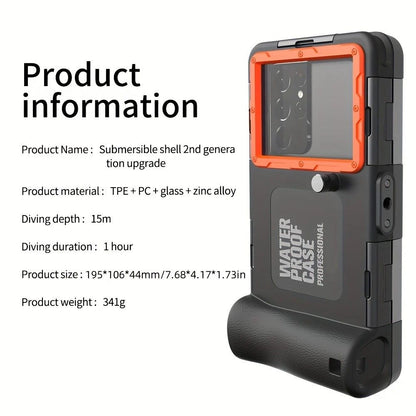 15m Waterproof Phone Case for Diving & Surfing - 1 Hour Underwater Shooting, Dual Seal, Zinc Alloy Buckle, Fits iPhone Samsung Xiaomi up to 6.9 Inch(black+green)