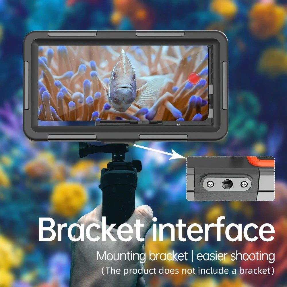 15m Waterproof Phone Case for Diving & Surfing - 1 Hour Underwater Shooting, Dual Seal, Zinc Alloy Buckle, Fits iPhone Samsung Xiaomi up to 6.9 Inch(blue+orange)