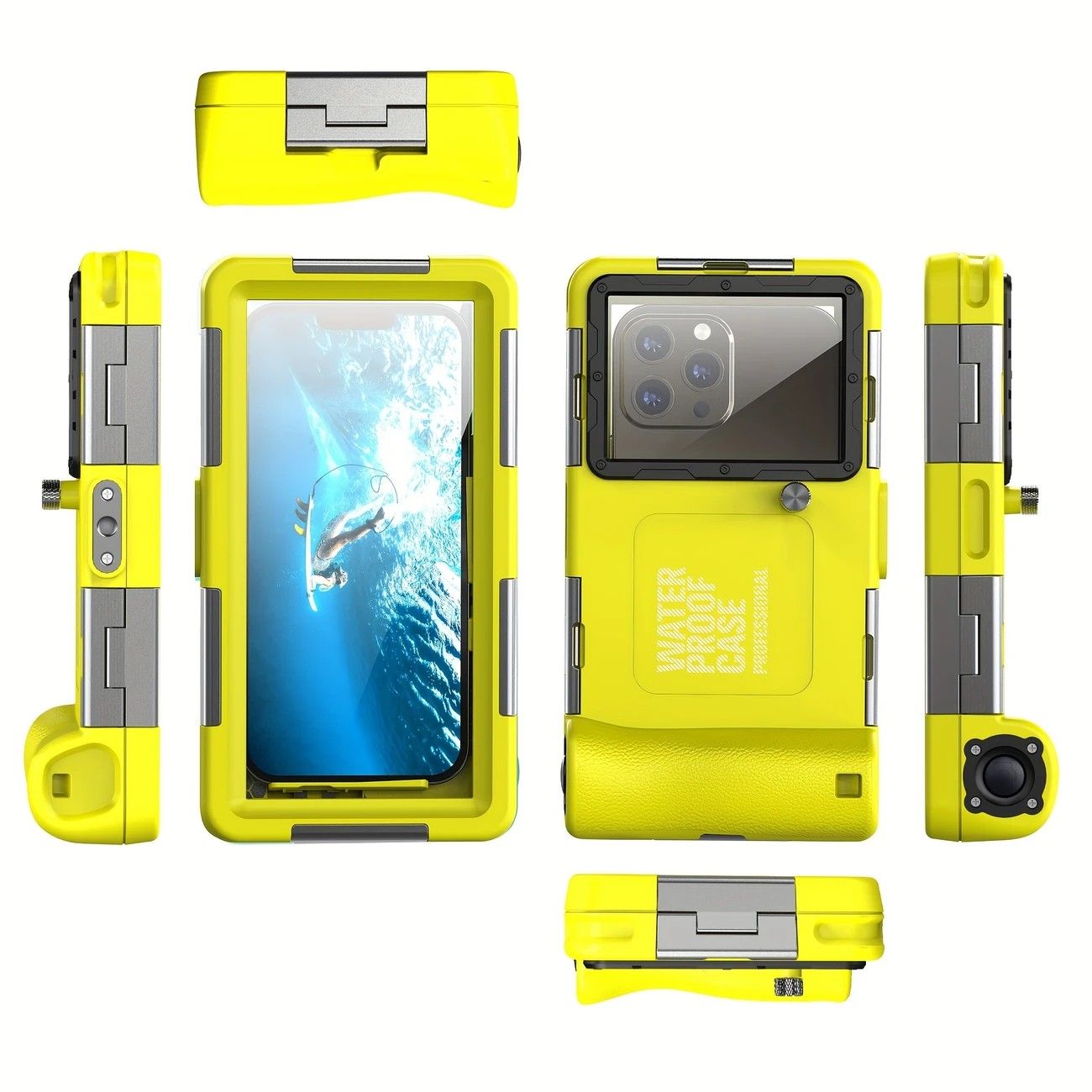 15m Waterproof Phone Case for Diving & Surfing - 1 Hour Underwater Shooting, Dual Seal, Zinc Alloy Buckle, Fits iPhone Samsung Xiaomi up to 6.9 Inch(blue+orange)