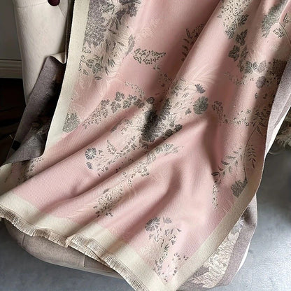 Bohemian-style Faux Cashmere Shawl Scarf, Soft, Warm, and Stylish for Autumn and Winter(PINK)