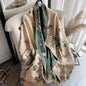 Bohemian-style Faux Cashmere Shawl Scarf, Soft, Warm, and Stylish for Autumn and Winter(GREEN)