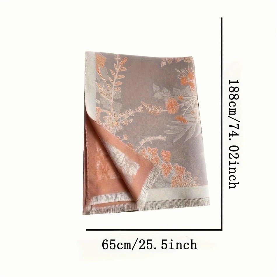 Bohemian-style Faux Cashmere Shawl Scarf, Soft, Warm, and Stylish for Autumn and Winter(orange)