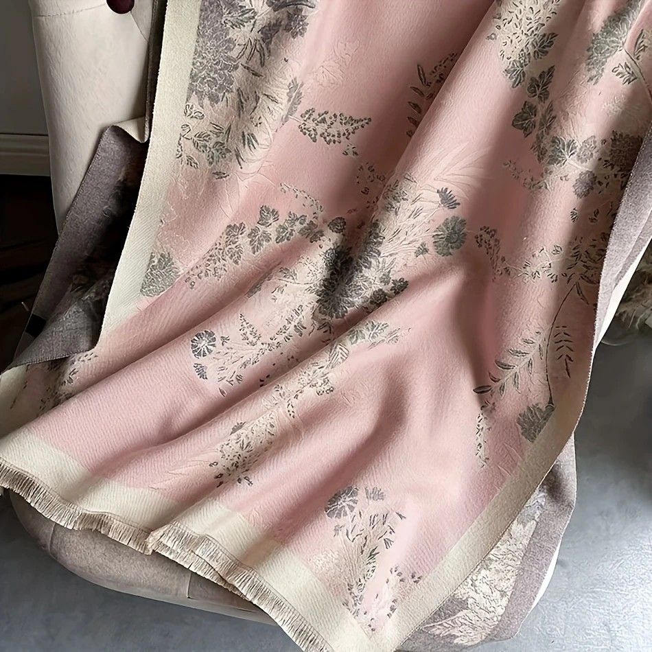 Bohemian-style Faux Cashmere Shawl Scarf, Soft, Warm, and Stylish for Autumn and Winter(orange)