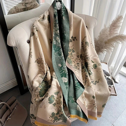 Bohemian-style Faux Cashmere Shawl Scarf, Soft, Warm, and Stylish for Autumn and Winter(orange)