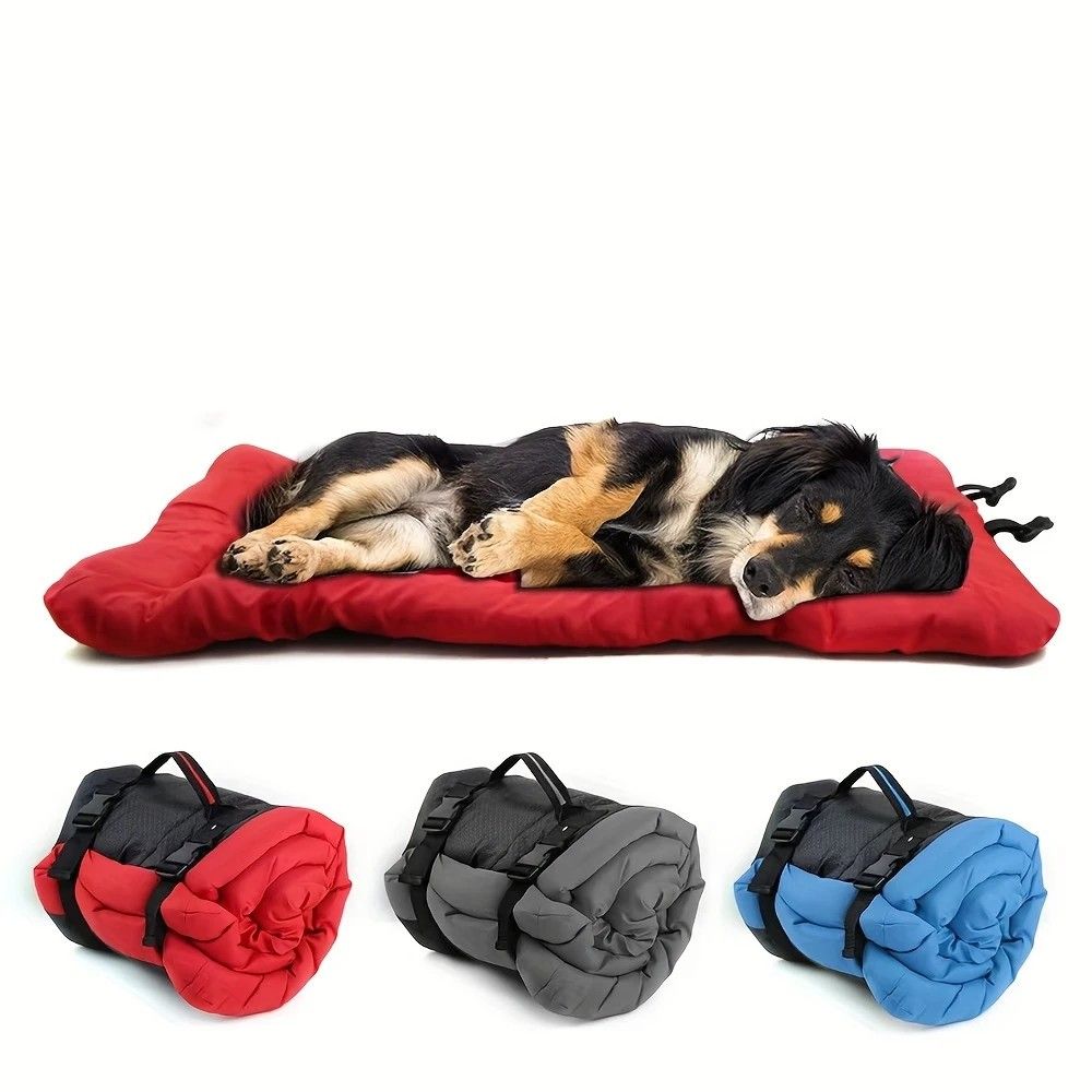 High-quality moisture-proof thick portable camping dog bed suitable for medium / large / small dogs - durable polyester outdoor mat with handle foldable design suitable for travel home and camping trips camping bed.GREY