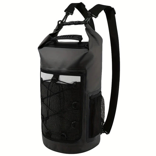 25L Large Capacity Waterproof Backpack Double Layer Rainproof Dry Wet Separation Abrasion Resistant Night Reflective for Outdoor Camping Kayaking Surfing Canyoning Daily Commute(BLACK)