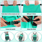 25L Large Capacity Waterproof Backpack Double Layer Rainproof Dry Wet Separation Abrasion Resistant Night Reflective for Outdoor Camping Kayaking Surfing Canyoning Daily Commute(ching; cyan)