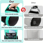 25L Large Capacity Waterproof Backpack Double Layer Rainproof Dry Wet Separation Abrasion Resistant Night Reflective for Outdoor Camping Kayaking Surfing Canyoning Daily Commute(ching; cyan)