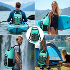 25L Large Capacity Waterproof Backpack Double Layer Rainproof Dry Wet Separation Abrasion Resistant Night Reflective for Outdoor Camping Kayaking Surfing Canyoning Daily Commute(ching; cyan)