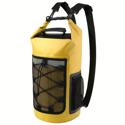 25L Large Capacity Waterproof Backpack Double Layer Rainproof Dry Wet Separation Abrasion Resistant Night Reflective for Outdoor Camping Kayaking Surfing Canyoning Daily Commute(ching; cyan)