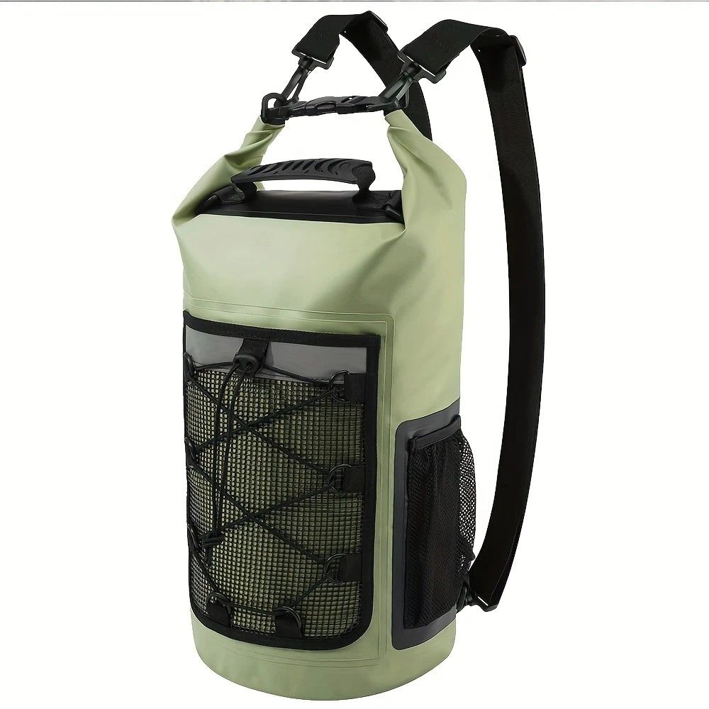 25L Large Capacity Waterproof Backpack Double Layer Rainproof Dry Wet Separation Abrasion Resistant Night Reflective for Outdoor Camping Kayaking Surfing Canyoning Daily Commute(ching; cyan)
