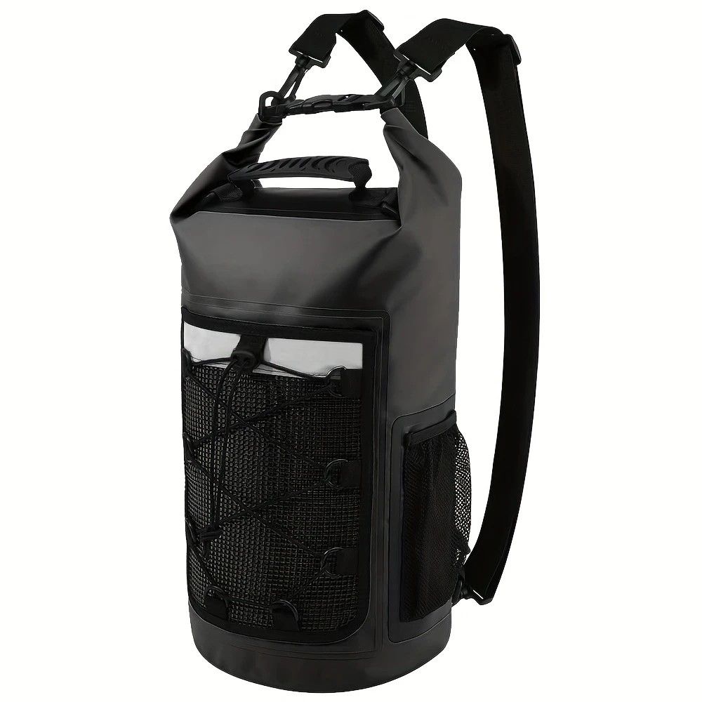 25L Large Capacity Waterproof Backpack Double Layer Rainproof Dry Wet Separation Abrasion Resistant Night Reflective for Outdoor Camping Kayaking Surfing Canyoning Daily Commute(ching; cyan)