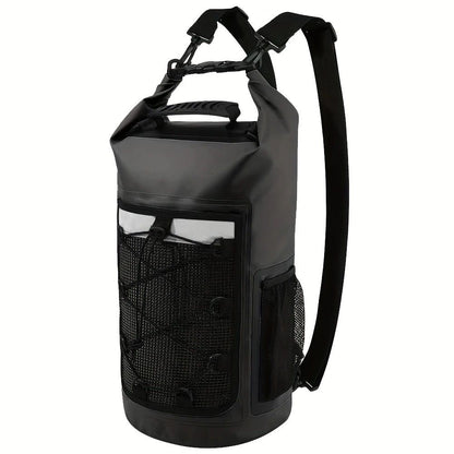 25L Large Capacity Waterproof Backpack Double Layer Rainproof Dry Wet Separation Abrasion Resistant Night Reflective for Outdoor Camping Kayaking Surfing Canyoning Daily Commute(ching; cyan)