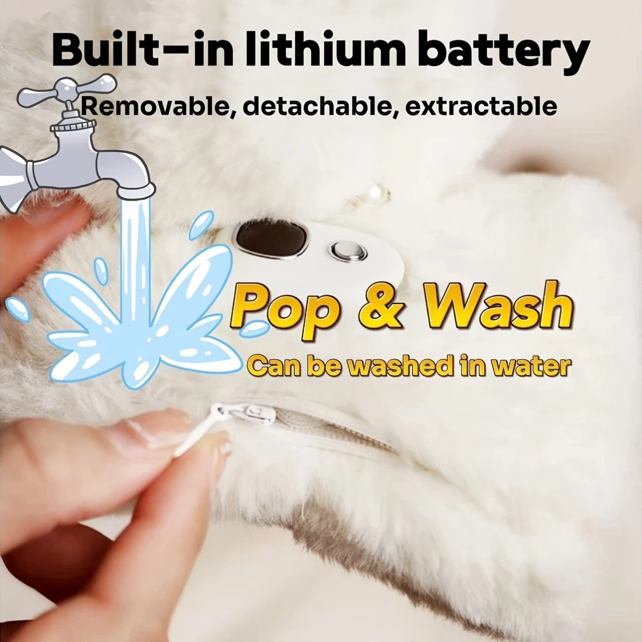WHITE Cat Paw Fingerless Electric Heating Gloves, 3 adjustable heating levels, washable, 2000mAh battery, fluffy and warm, perfect for study and entertainment, ideal gift for birthdays and Christmas.