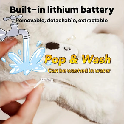 WHITE Cat Paw Fingerless Electric Heating Gloves, 3 adjustable heating levels, washable, 2000mAh battery, fluffy and warm, perfect for study and entertainment, ideal gift for birthdays and Christmas.