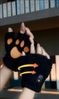 BLACK Cat Paw Fingerless Electric Heating Gloves, 3 adjustable heating levels, washable, 2000mAh battery, fluffy and warm, perfect for study and entertainment, ideal gift for birthdays and Christmas.