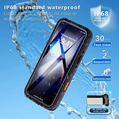iPhone 16 Pro Max Waterproof Phone Case IP68 Drop Protection Snow Dust Resistant with Lanyard for Swimming Skiing Off Road Adventures(blue)