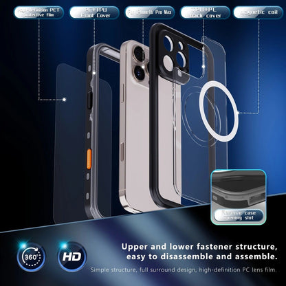 iPhone 16 Pro  Waterproof Phone Case IP68 Drop Protection Snow Dust Resistant with Lanyard for Swimming Skiing Off Road Adventures(black)