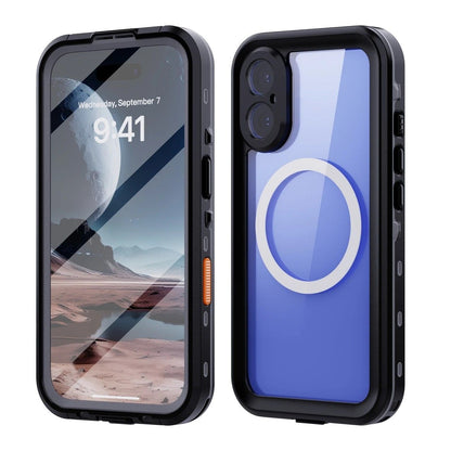 iPhone 16 Plus Waterproof Phone Case IP68 Drop Protection Snow Dust Resistant with Lanyard for Swimming Skiing Off Road Adventures(black)