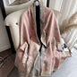 Bohemian-style Faux Cashmere Shawl Scarf, Soft, Warm, and Stylish for Autumn and Winter(PINK)
