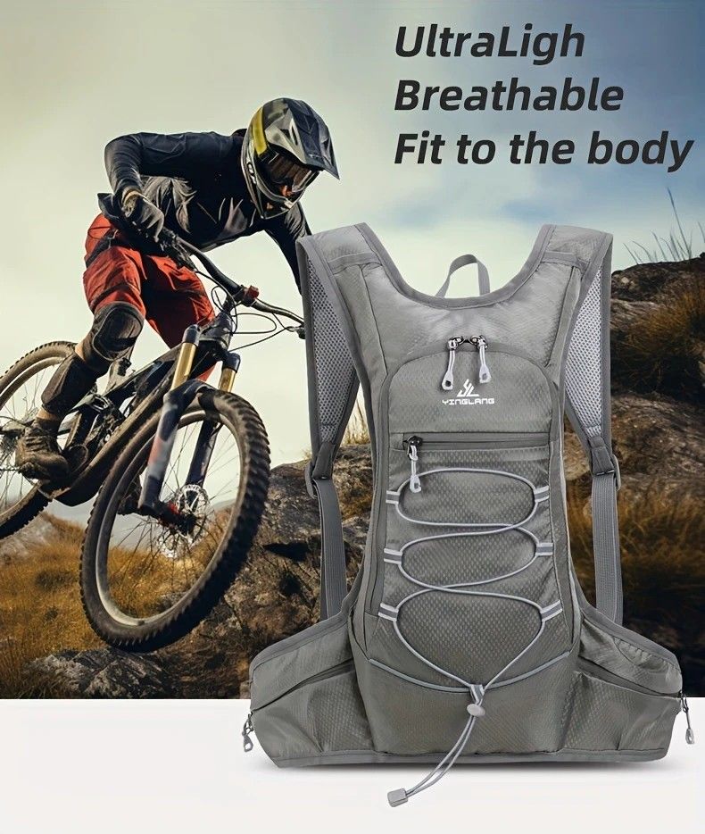 Lightweight Trail Running Hydration Backpack, Cycling Hiking Mountaineering Backpack, Night-Reflective Breathable Design(GREY)