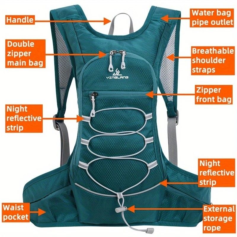 Lightweight Trail Running Hydration Backpack, Cycling Hiking Mountaineering Backpack, Night-Reflective Breathable Design(GREY)